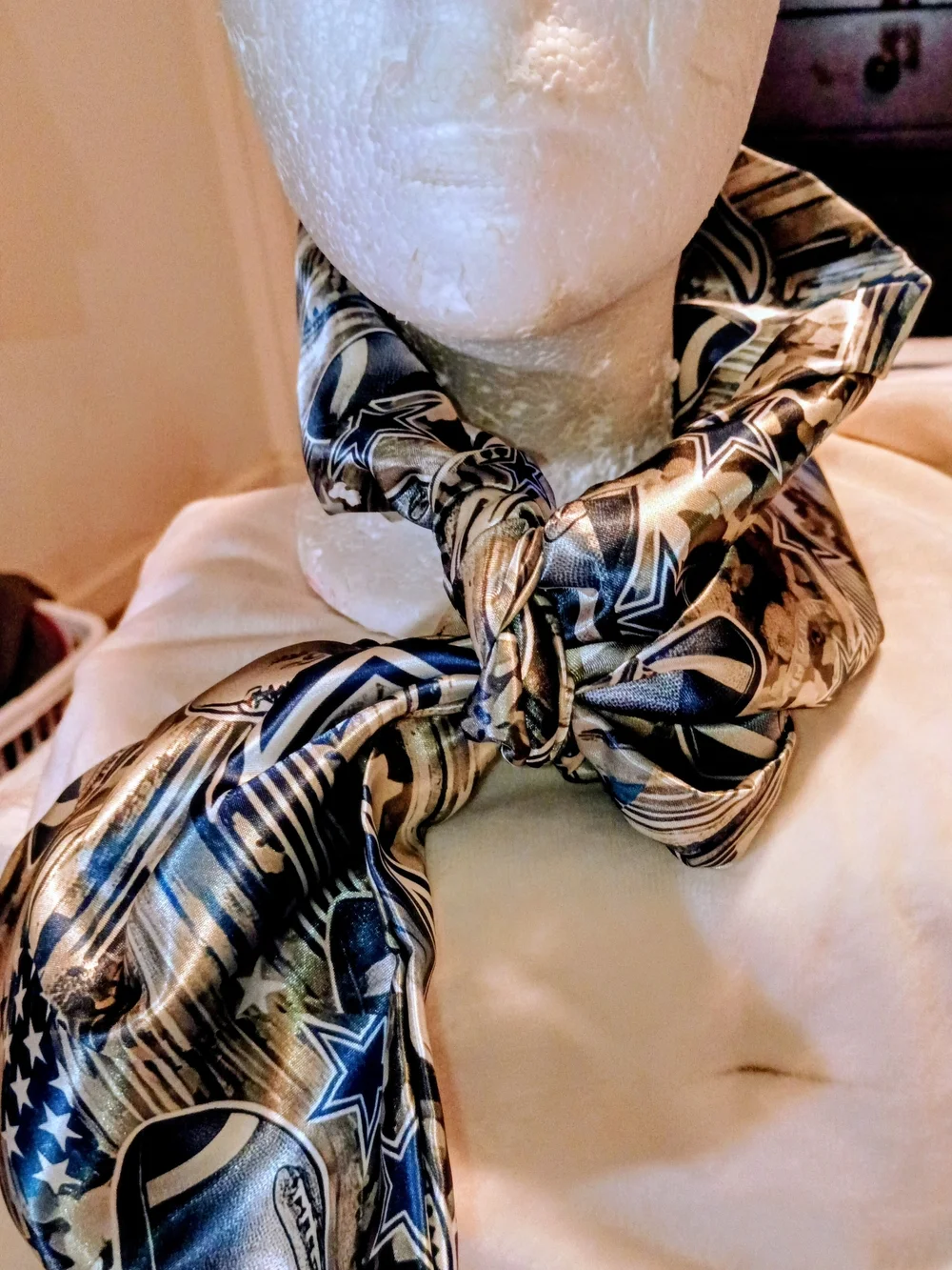 Blue and Silver Star Print Head Wrap Scarf - Men Accessories